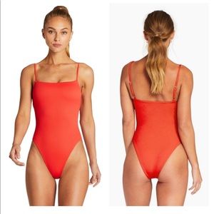 NWT Vitamin A Jenna High Leg One Piece in Orange Red